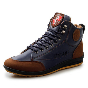High-Top Leather Mens Ankle Boots