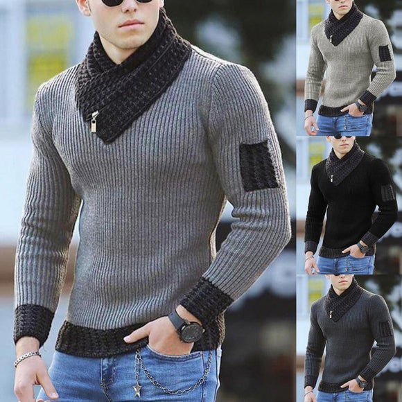 Knitted Scarf Collar Sweater