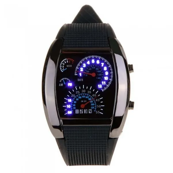 Black LED Speedometer Watch