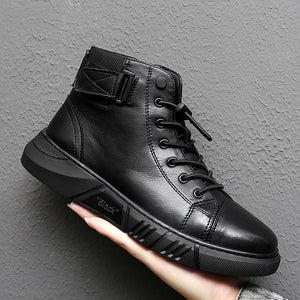Fashion Leather Black Martin Boots