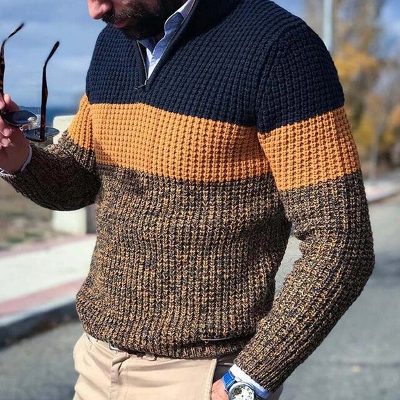 Color Block Casual Knitted Sweater