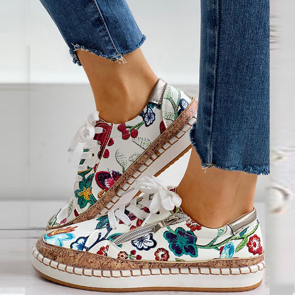 Floral Printed Womens Casual Shoes