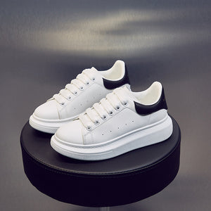 Womens Leather Platform White Sneakers