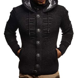 Mens Fashion Hooded Knitted Sweater