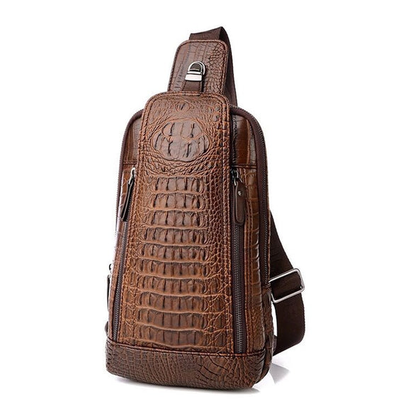Leather Crocodiles Pattern Chest Bag