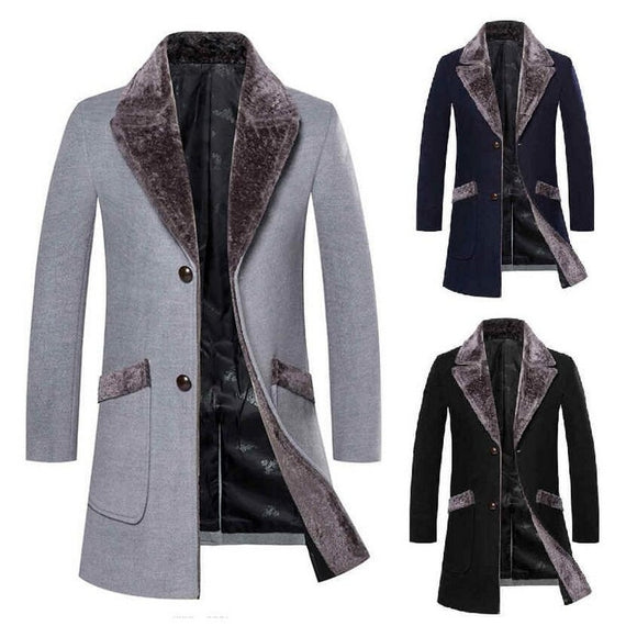 Fur Collar Thick Woolen Coat