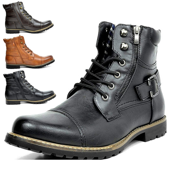 High Top Leather Motorcycle Boots