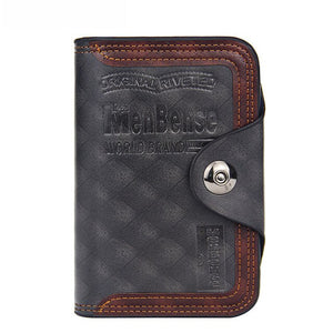 Magnetic Snap Leather Compartment Wallet