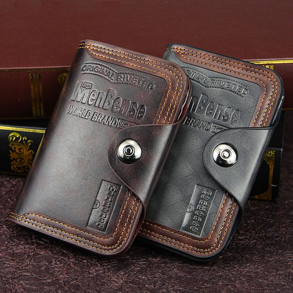 Magnetic Snap Leather Compartment Wallet