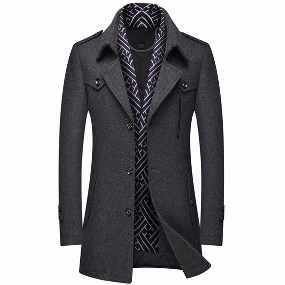 Woolen Scarf Collar Coat