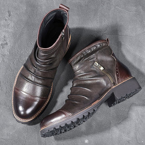 Retro Zipper Breathable Leather Boots