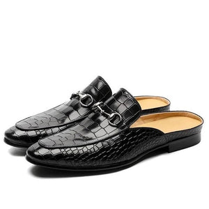 Fashion Crocodile Leather Mens Slippers