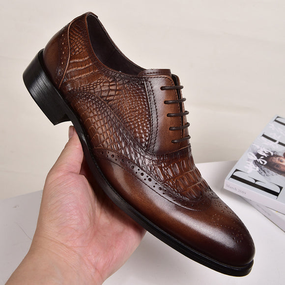 Crocodile Leather Brogue Shoes