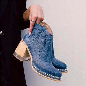 British Style Womens Embroidered Boots