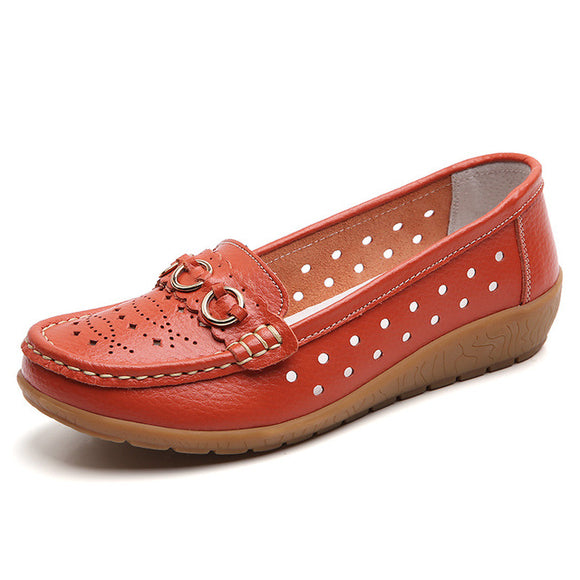Genuine Leather Womens Breathable Flats