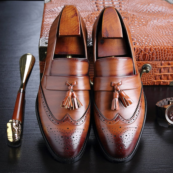 Leather Tassel British Style Brogues Shoes