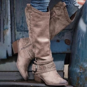 Retro Womens Tall Tube Leather Boots