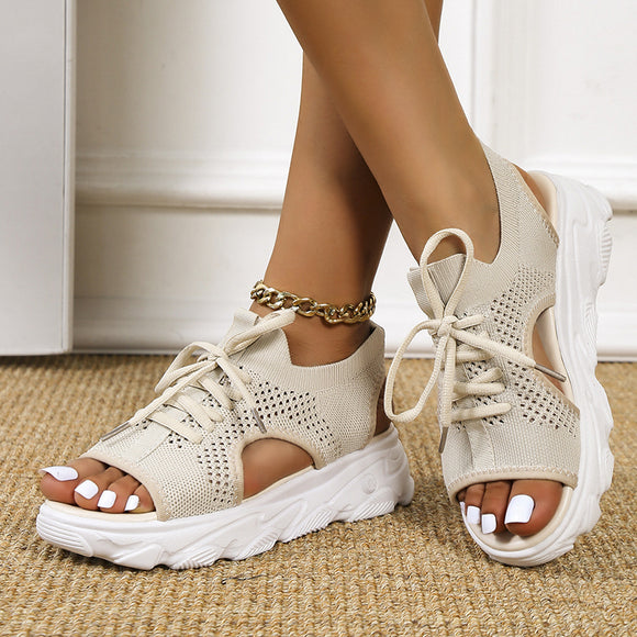Summer Womens Mesh Lace-Up Casual Shoes