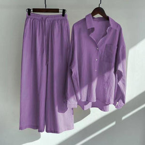 Cotton Linen Womens Shirt Sets