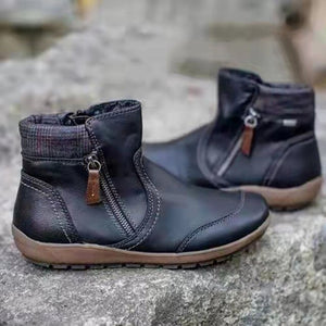 Womens Splicing Leather Snow Boots