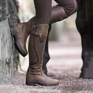 Leather Knee High Retro Boots