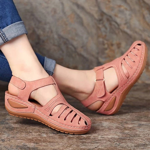 Womens Platform Leather Buckle Sandals